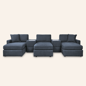 Modmax 8-Piece Sofa w/ 2 Storage Consoles & 3 Ottomans – Ink