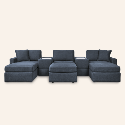 Modmax 8-Piece Sofa w/ 2 Storage Consoles & 3 Ottomans – Ink