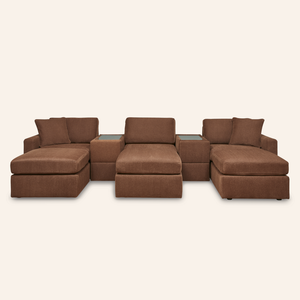 Modmax 8-Piece Sofa w/ 2 Storage Consoles & 3 Ottomans – Spice