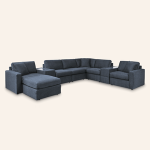 Modmax 9-Piece Sectional w/ 2 Storage Consoles & Ottoman – Ink