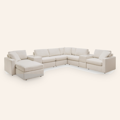 Modmax 9-Piece Sectional w/ 2 Storage Consoles & Ottoman – Oyster