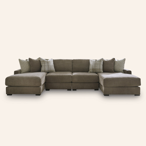 Pleasant Ridge 4-Piece Double Chaise Sectional w/ Storage Ottoman