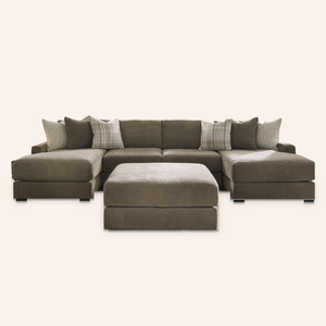 Pleasant Ridge 4-Piece Double Chaise Sectional w/ Storage Ottoman