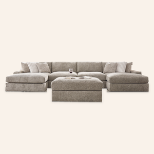 Wicklow 4-Piece Double Chaise Sectional w/ Oversized Ottoman