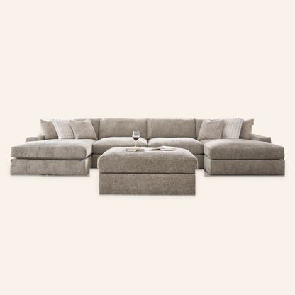 Wicklow 4-Piece Double Chaise Sectional w/ Oversized Ottoman