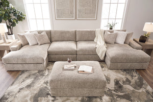 Wicklow 4-Piece Double Chaise Sectional w/ Oversized Ottoman